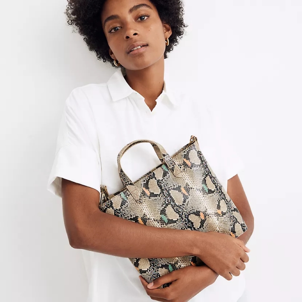 Zip Small Transport Crossbody: Snake Embossed